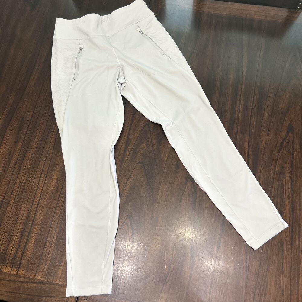 Athleta Peak Hybrid Fleece Tight Leggings Stretch Zip Pocket Birch Gray M Women